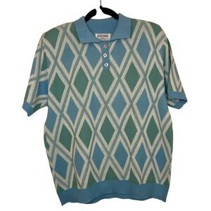 Vintage Alfred‎ Dunner Golf Polo Shirt XL Diamond Argyle Knit